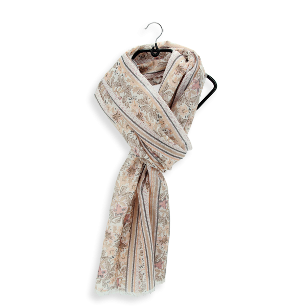 Women's-beige-cotton-silk-printed-scarf-Jardin