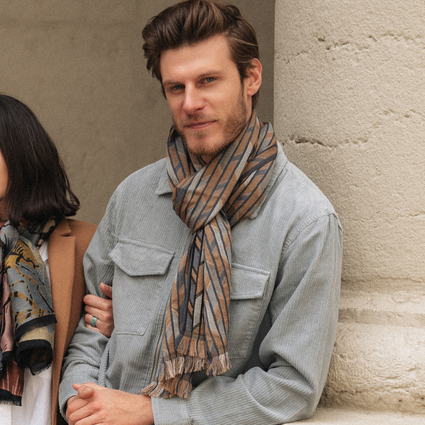 Melbourne-beige-silk-wool-men’s-scarf