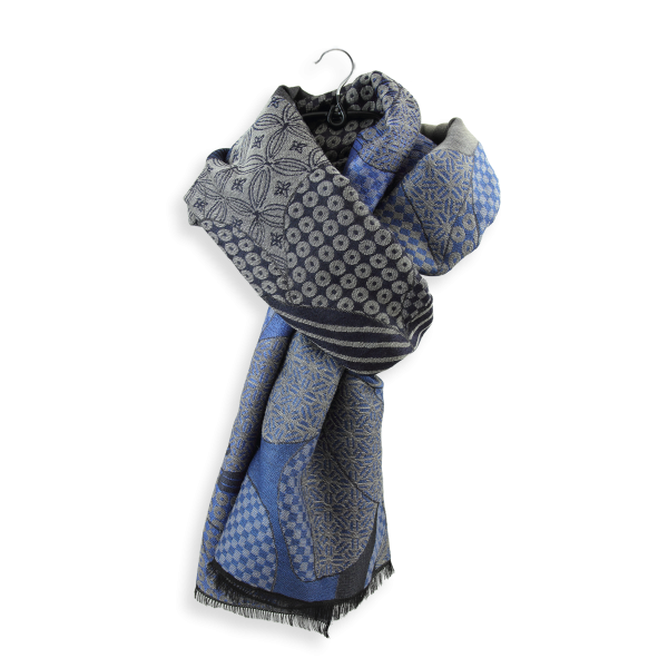Wool stole man and woman in natural materials | art deco style