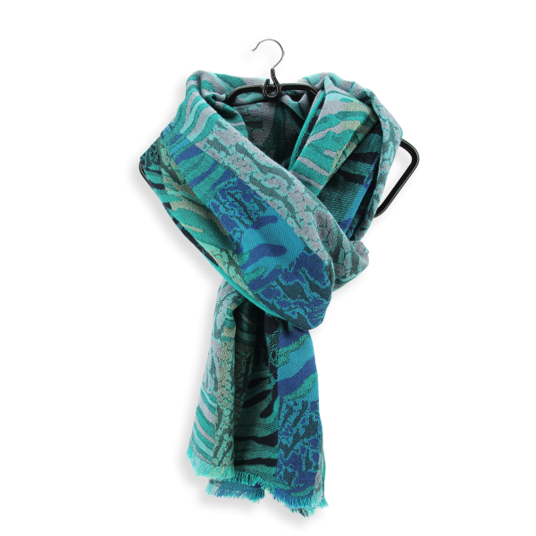 Turquoise-blue-rayon-cotton-women’s-scarf-Cybele