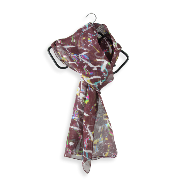 Woman-silk-scarf-brown-printed-graff