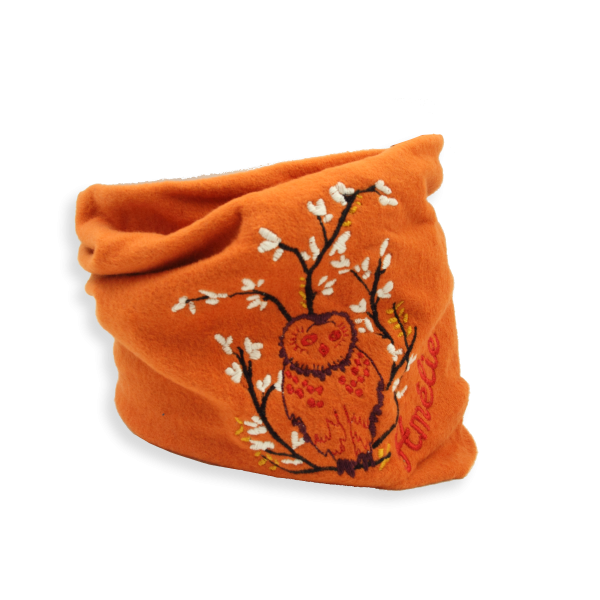 Orange-halloween-organic-cotton-cake-embroidered-children’s-scarf