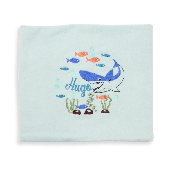 Sky blue-organic-cotton-shark-embroidered-children’s-scarf