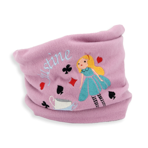 Pink-organic-cotton-wonderful land-embroidered-children’s-scarf