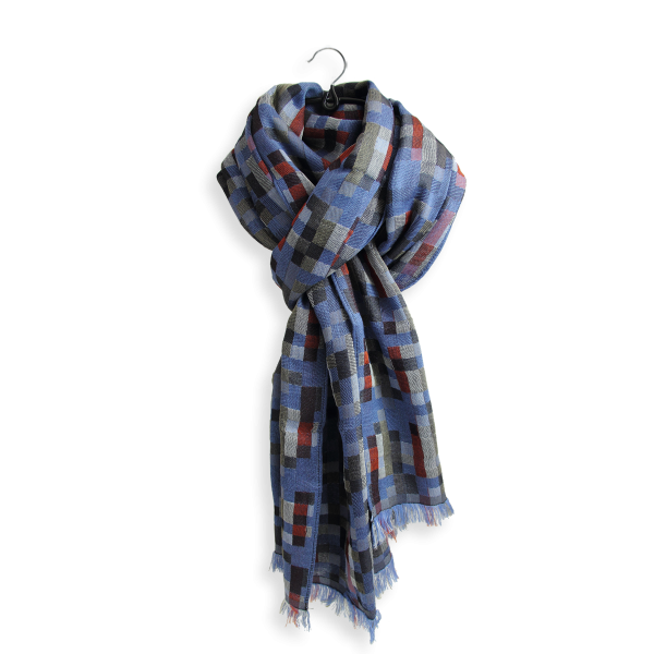 Denim blue-men’s-wool-cotton-silk-scarf-Recital