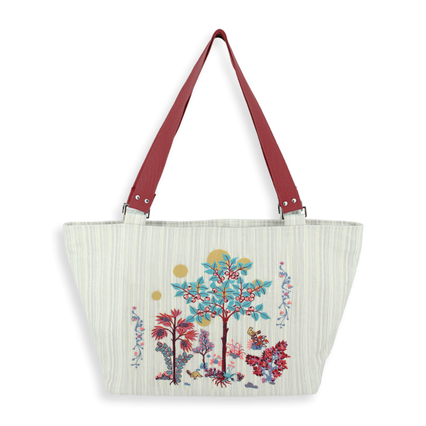 women’s-embroidered-woven bag-Arbre de Nelly-silver