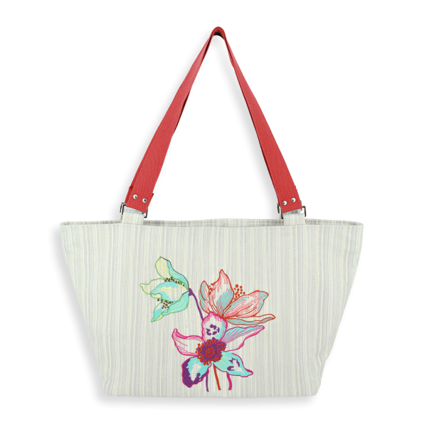 women’s-embroidered-woven bag-trio fleuri-argent