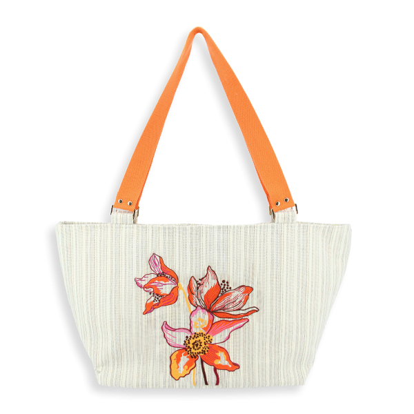 women’s-embroidered-woven bag-trio de fleurs- gold