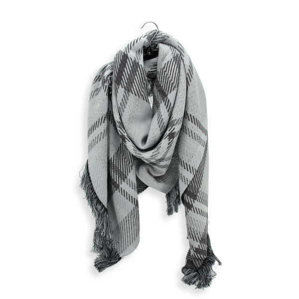 Square scarf-women’s-wool-rayon-grey-Ecossais