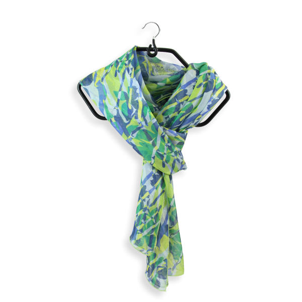 Women's-silk-scarf-printed-flower-wild-blue-green-made-in-France
