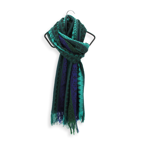 Turquoise-green-rayon-wool-women’s-scarf-Precieux