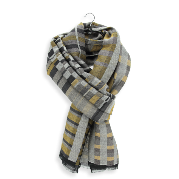 Parade-gray-yellow-rayon-cotton-wool-scarf