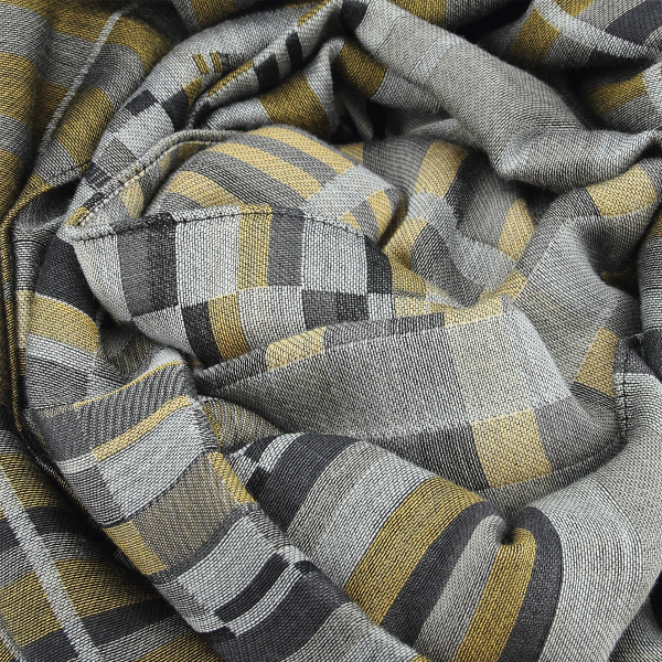 Parade-gray-yellow-rayon-cotton-wool-scarf