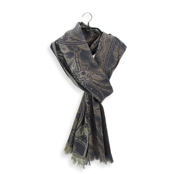 Anthracite grey-brown-wool-silk-women’s-scarf-Melodie