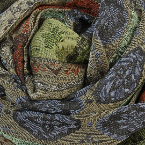 Khaki-women’s-wool-cotton-silk-scarf-Chanson