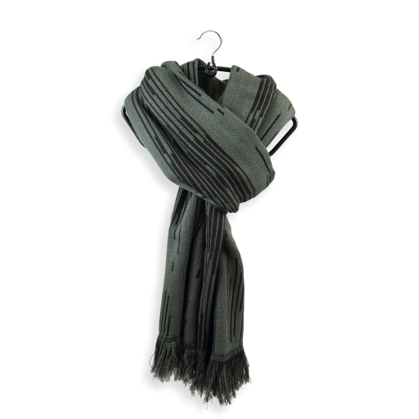 Khaki-Merino wool-rayon-men’s-scarf-Neon