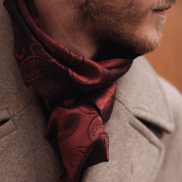 Burgundy-rust-silk-men's-scarf-Charles-made-in-France