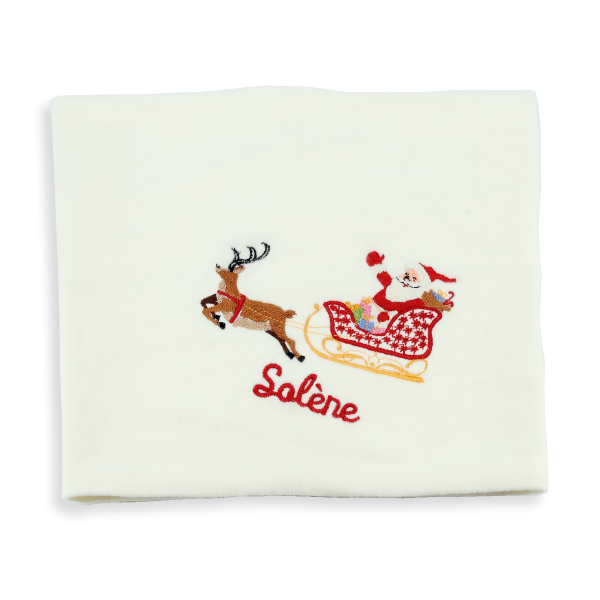 Off-white-organic-cotton-santa claus-embroidered-children’s-scarf