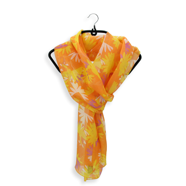 Orange-flower C-printed-silk-women’s-airy scarf