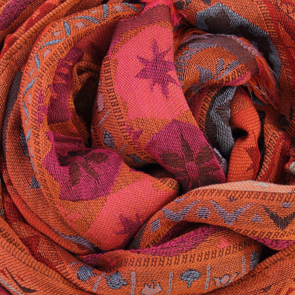 Orange-women’s-wool-cotton-silk-scarf-Chanson
