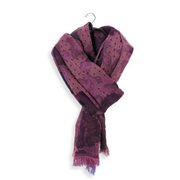 Pink-purple-silk-wool-women’s-stole-flower-power