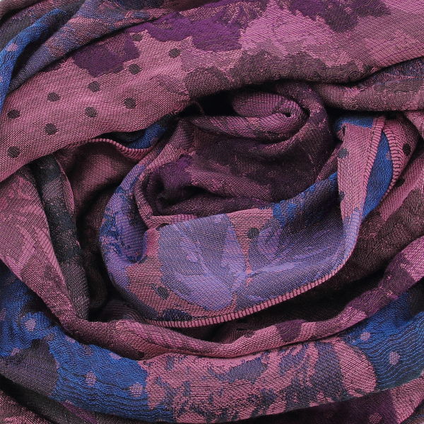 Pink-purple-silk-wool-women’s-stole-flower-power