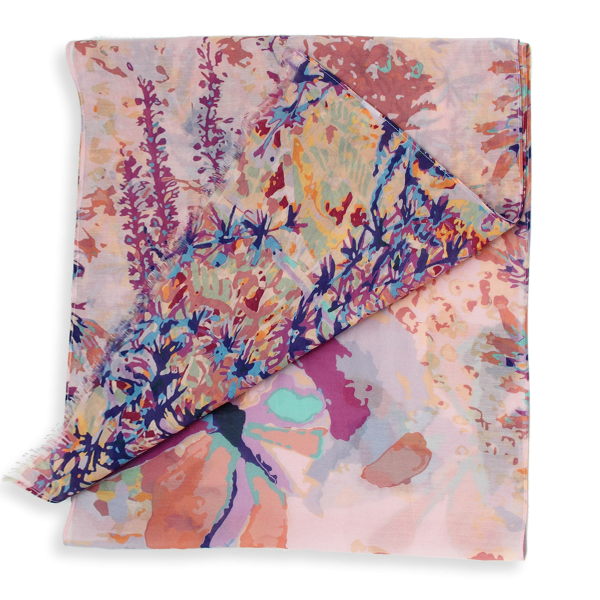 Women's-silk-cotton-pink-scarf-printed-Flowers
