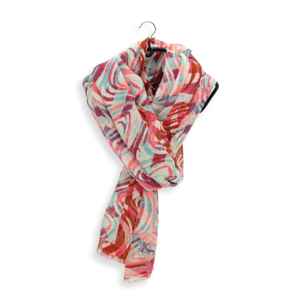 Women's-silk-cotton-stole-pink-printed-Vagues
