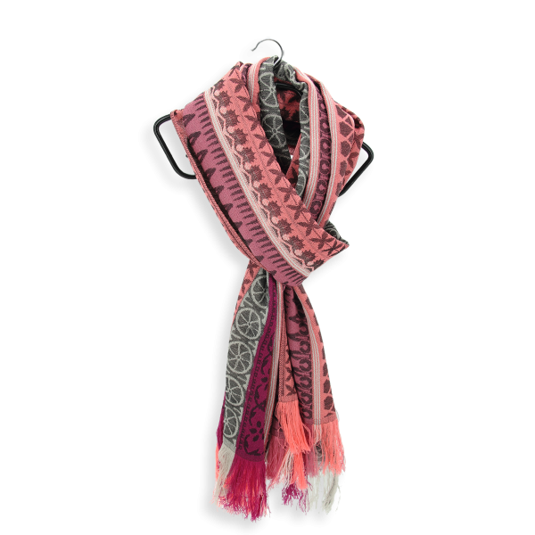 Women's-scarf-wool-modal-pink-gray-Precieux
