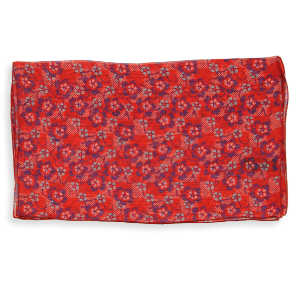Woman-silk-scarf-red-printed-flower-made-in-France