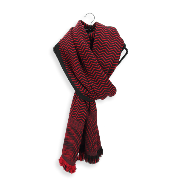 Red-black-merino-wool-silk-men's-scarf-Sporty