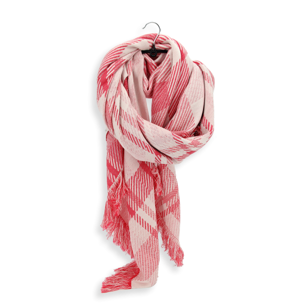 Square scarf-women’s-wool-rayon-red-Ecossais