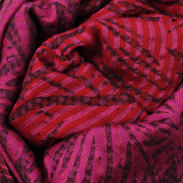 Red-pink-cotton-silk-wool-women’s-oversize-stole-Valparaiso