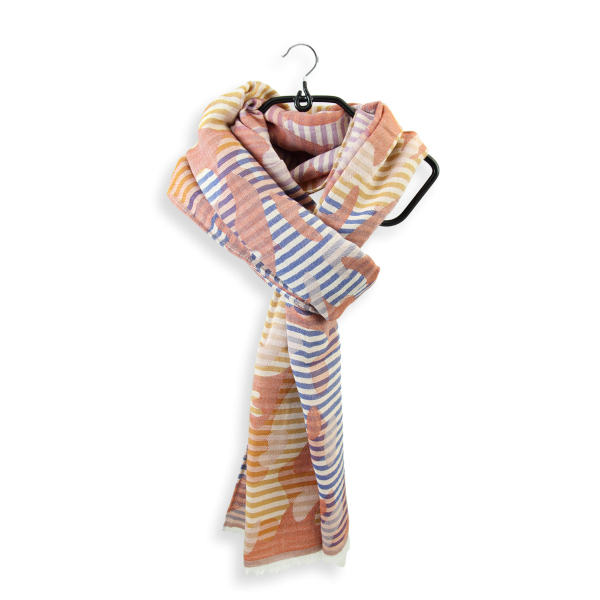 navy blue-rust red-unisex-silk-rayon-cotton-scarf-Ephese