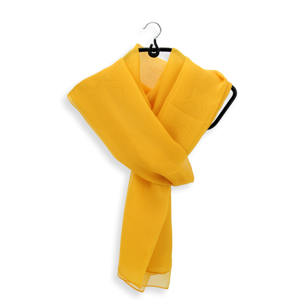 Women's-silk-chiffon-monochrome-airy scarf-golden-yellow