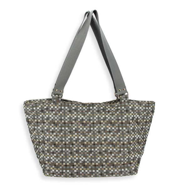 Beige Vichy tote bag cotton and linen
