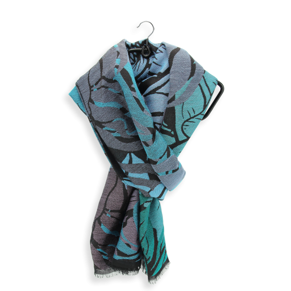 Made-in-France-Ami-turquoise-green-rayon-cotton-Merino-wool-scarf