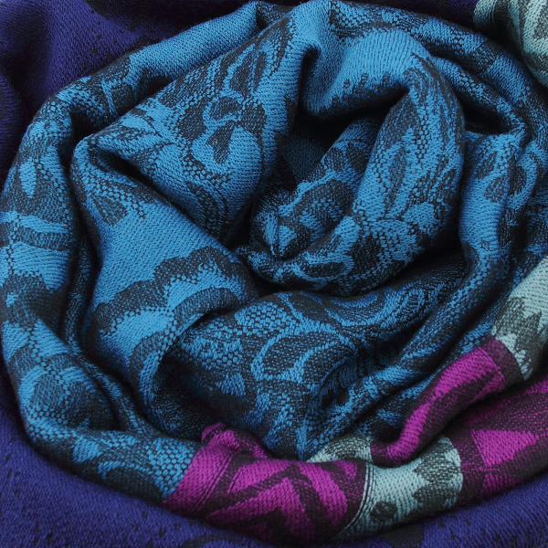 Turquoise-blue-rayon-wool-women’s-scarf-Imaginaire