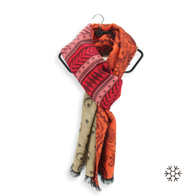 BEIGE and ORANGE, MERINO WOOL and RAYON BLEND STOLE - IMAGINAIRE