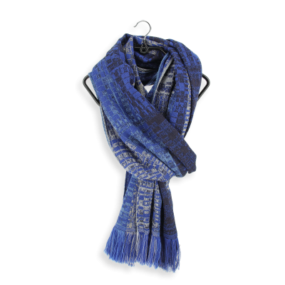 Blue Chevron-knit wool scarf Farfetch Men Accessories Scarves 