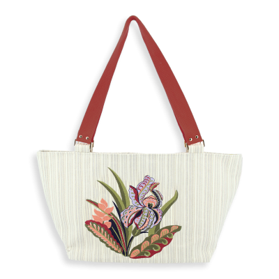 EMBROIDERED TOTE BAG - IRIS GOLD