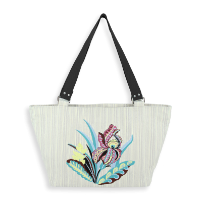 EMBROIDERED TOTE BAG - IRIS SILVER