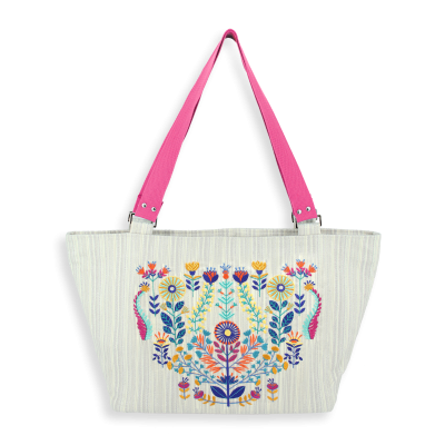 EMBROIDERED TOTE BAG - SOLSTICE D'ETE SILVER