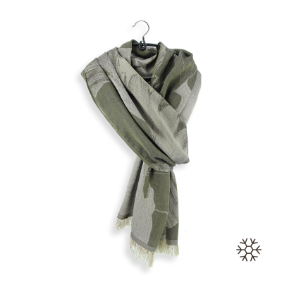 KHAKI GREEN and BEIGE, SILK and CASHMERE BLEND SCARF | SERENADE