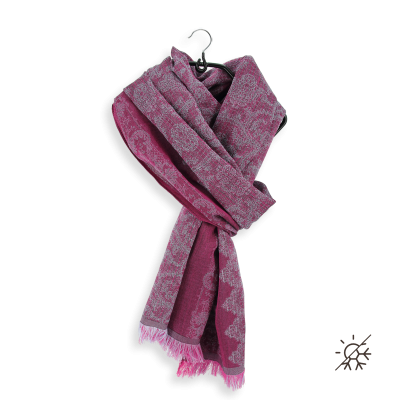 PINK FUXIA, MERINO WOOL, COTON, and SILK BLEND SCARF - PASSEMENTERIE