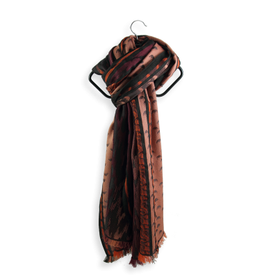 RUST and BORDEAUX RED, MERINO WOOL and SILK BLEND STOLE - ATOME
